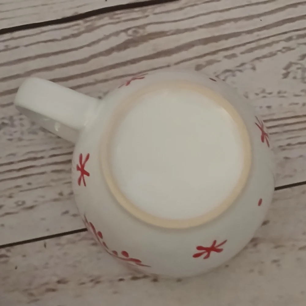 White Mug with Red Snowflake Design
